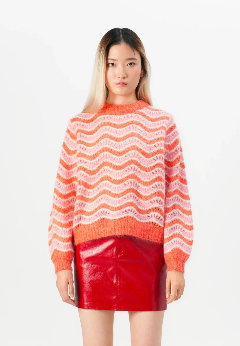 YASEMANI KNIT PULLOVER - Strickpullover - hot coral