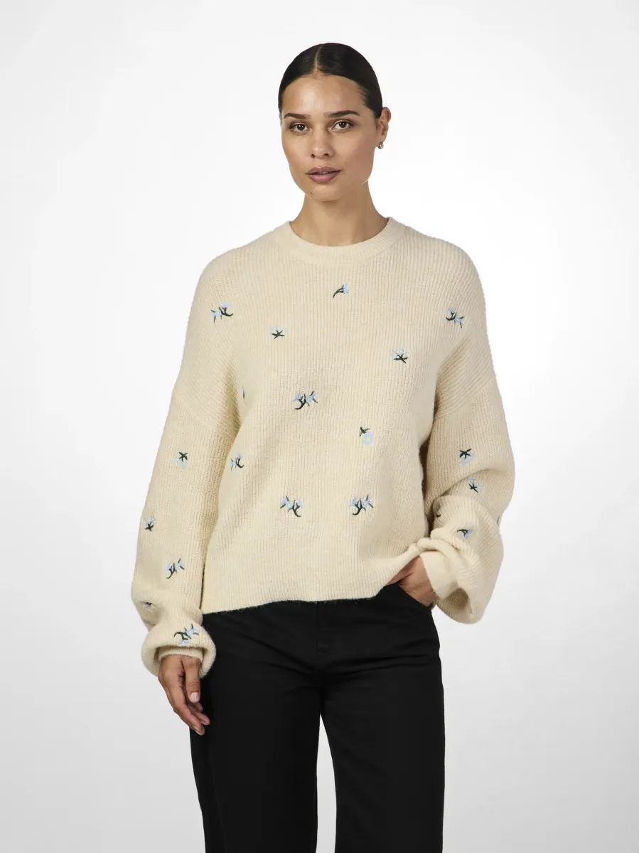 YASFLEUR LS NOOS - Strickpullover - birch/clear sky