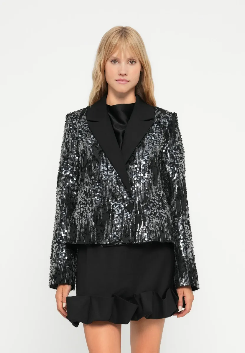YASSITIRA SEQUIN - Blazer - black/silver-coloured