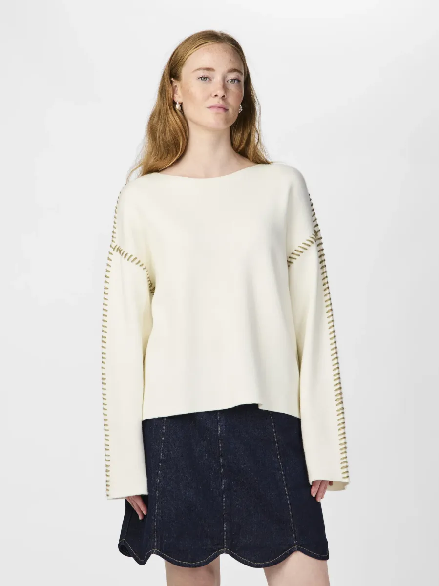 YASSTITCHA - Strickpullover - star white/fungi