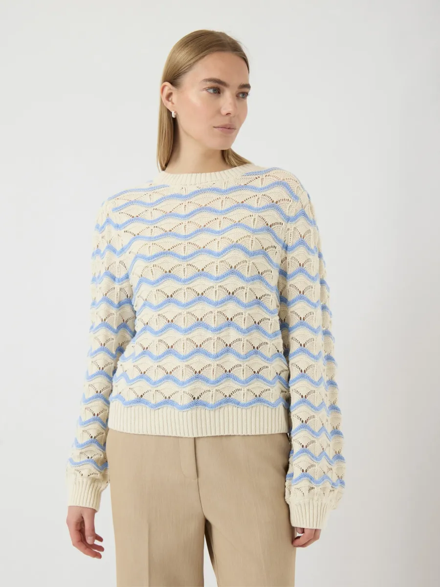 YASVIMA - Strickpullover - birch/vista blue