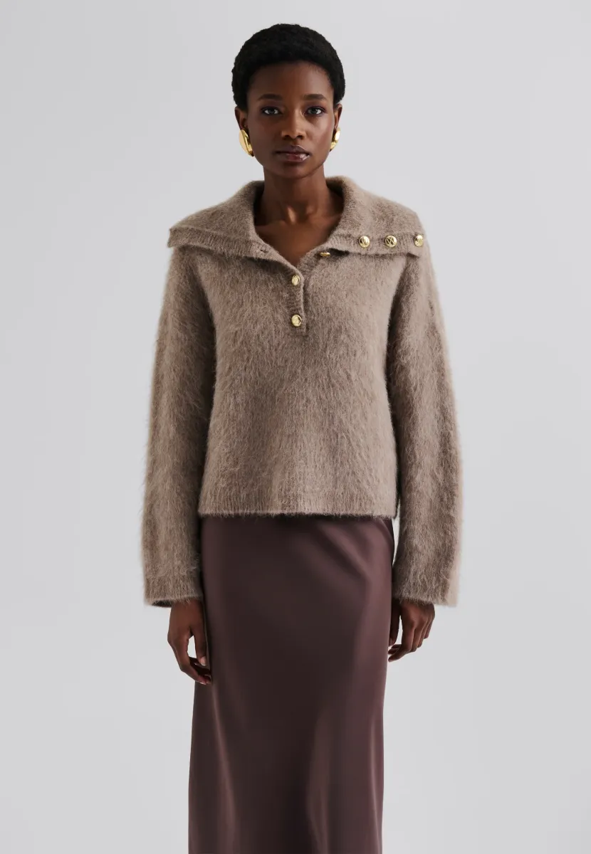 YSELLE BUTTON DETAILED - Strickpullover - taupe