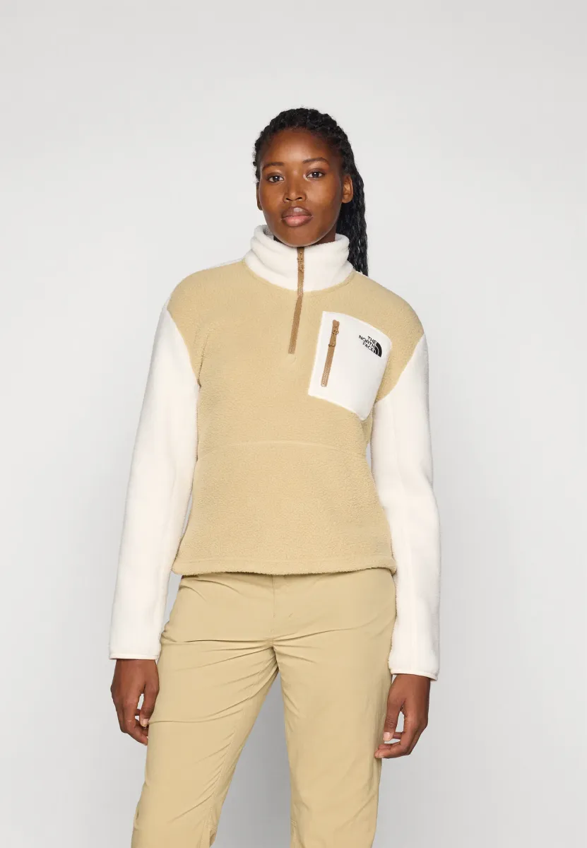 YUMIORI 1/4 ZIP - Fleecepullover - khaki stone/white dune/utility brown