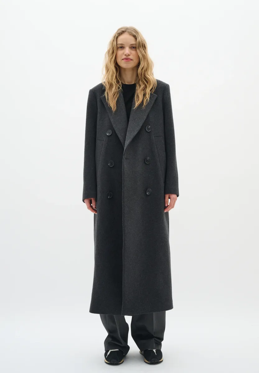 YUNAH - Klassischer Mantel - dark grey melange