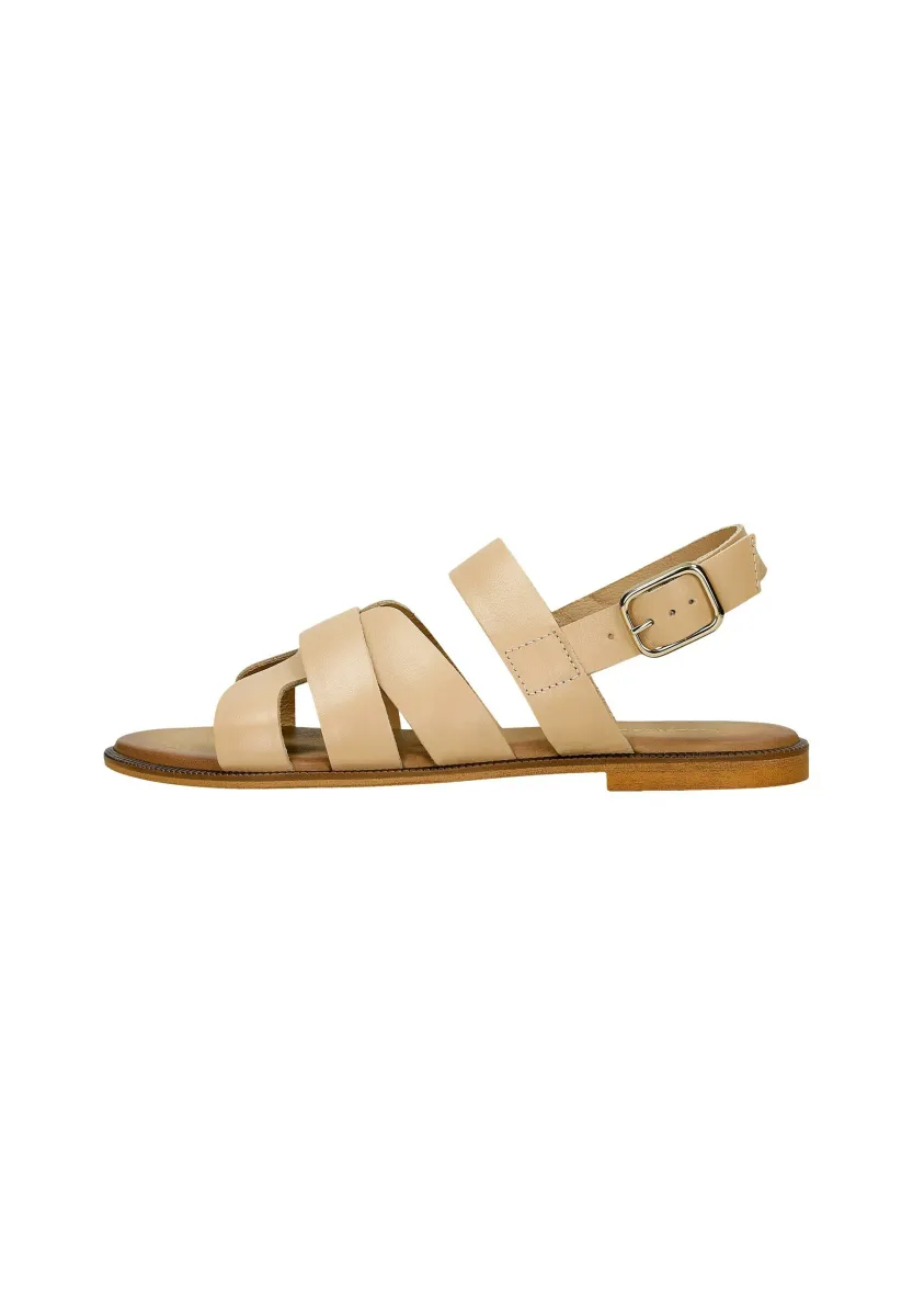 Z KRZYŻUJĄCYMI SIĘ PASKAMI - Riemensandalette - beige