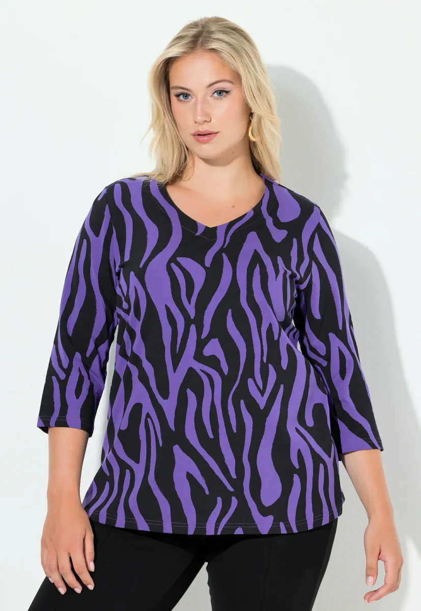 ZEBRA PATTERN CLASSIC V-NECK 3/4 SLEEVE - Langarmshirt - purple
