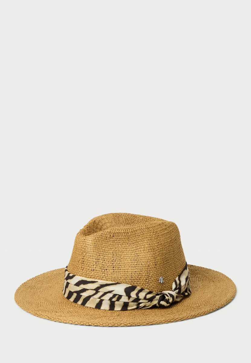 ZEBRA-PRINT-BAND STRAW HAT - Hut - dark natural