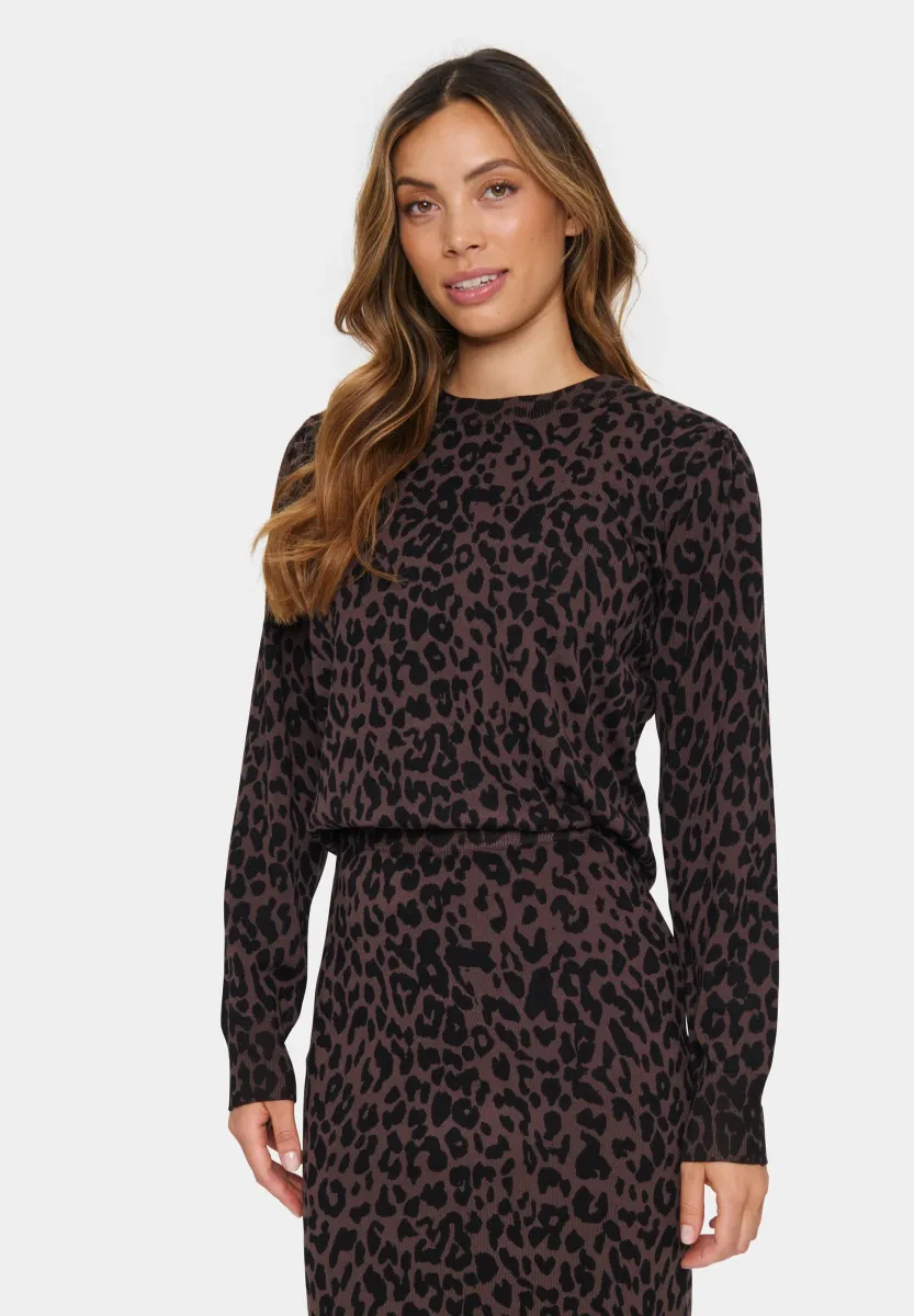 ZHILASZ LS  - Strickpullover - chocolate brown leopard