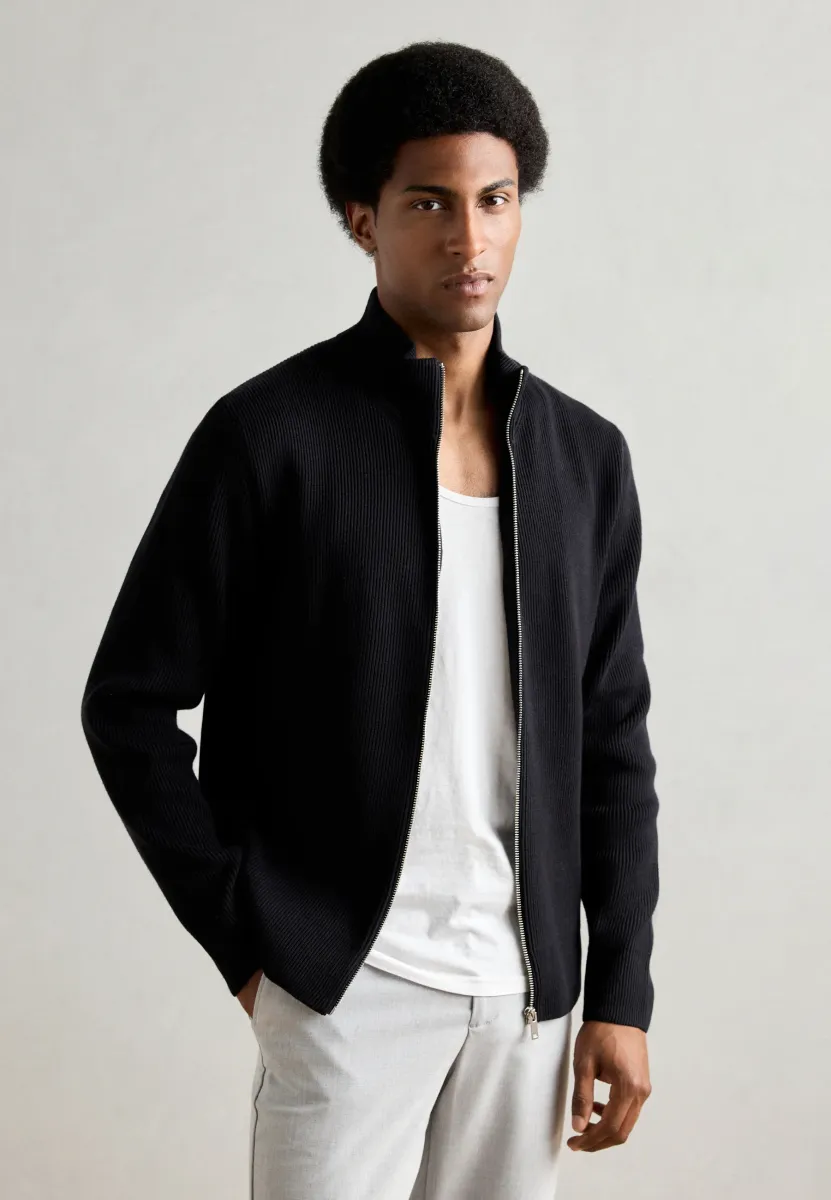ZIP CARDIGAN - Strickjacke - black