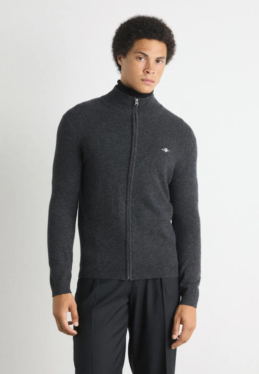 ZIP CARDIGAN - Strickjacke - dark charcoal melange