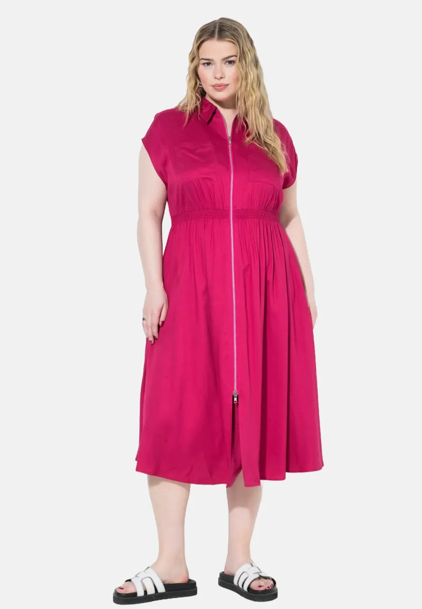 ZIP FRONT CAP SLEEVE - Blusenkleid - pink red