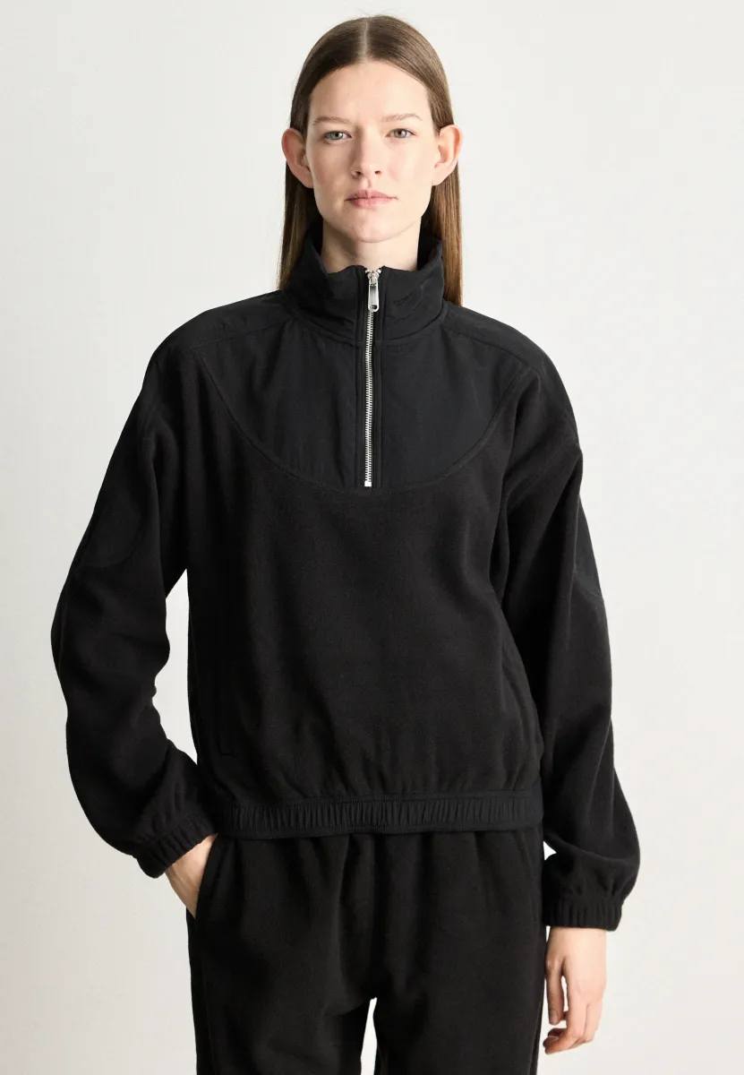 ZIP MIXED MEDIA  - Fleecepullover - black