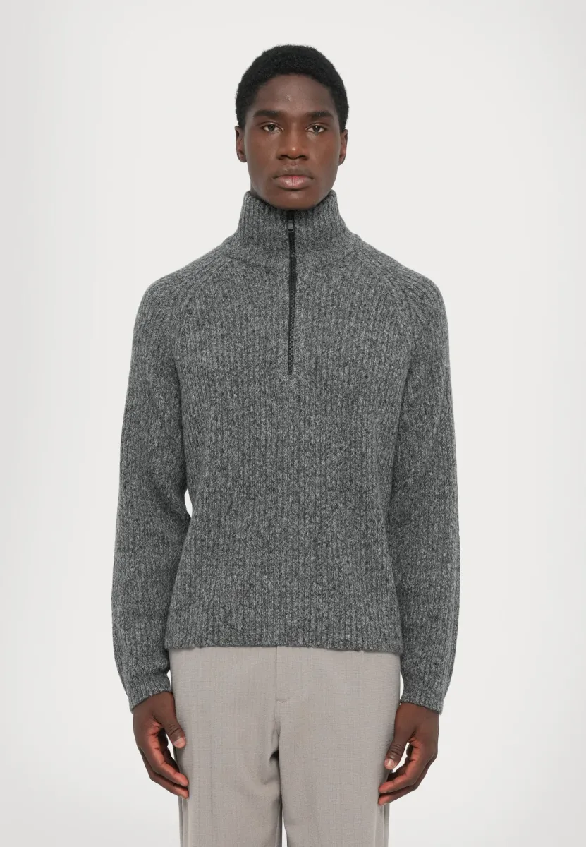 ZIP - Strickpullover - dark grey melange