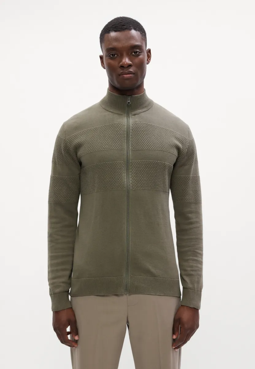 ZIP THROUGH - Strickjacke - army