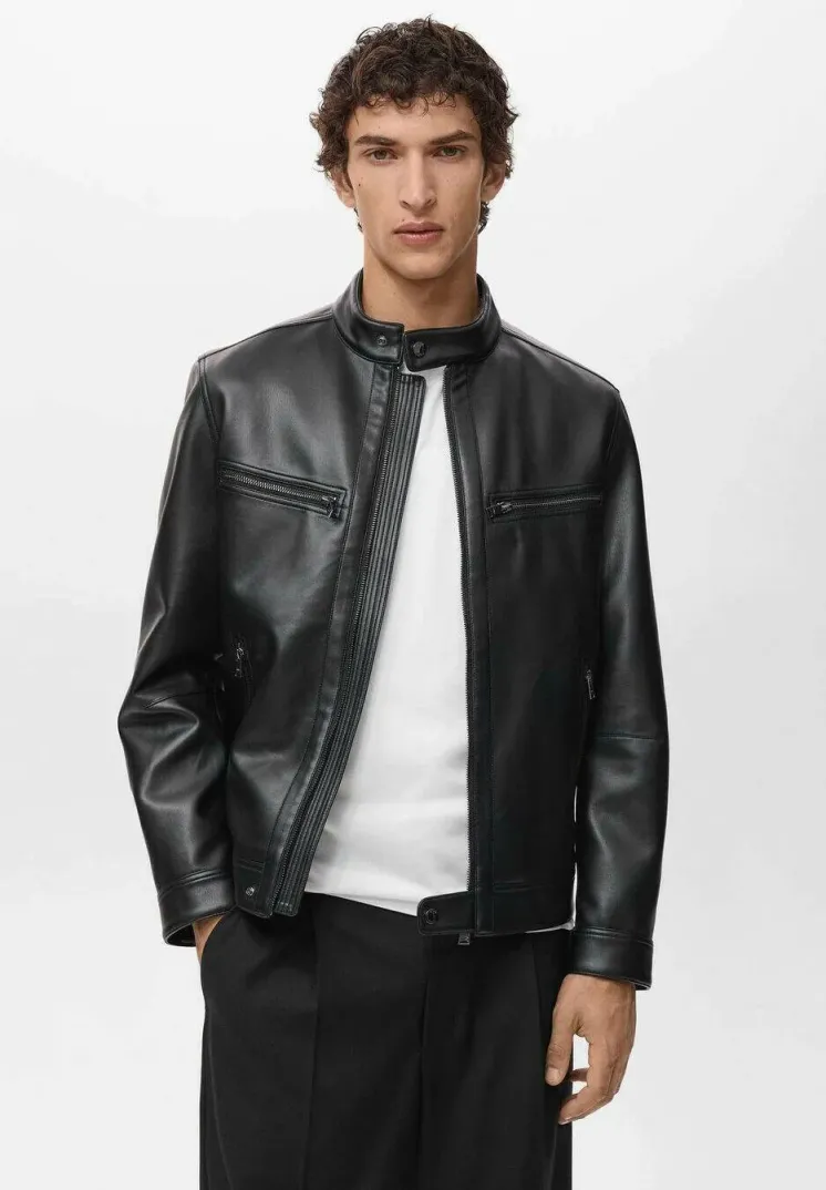 ZIP-UP EFFECT - Kunstlederjacke - black