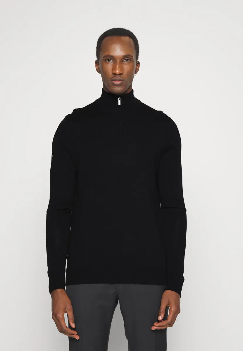 ZIPPED MERINO SWEATER - Sweatshirt - black onyx