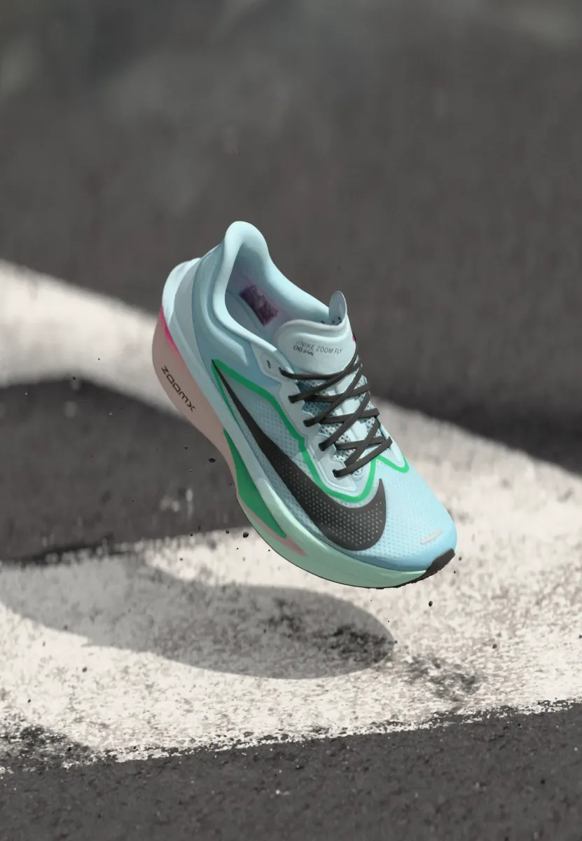 ZOOM FLY 6 - Laufschuh Straße - glacier ice/black/hyper pink/green shock/silt red/mint foam