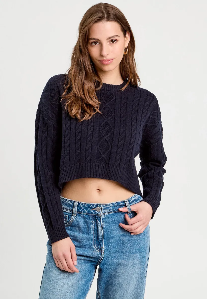 ZOPFMUSTER - Strickpullover - bleu marine